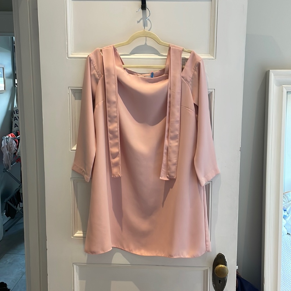 Pink long sleeve tie dress